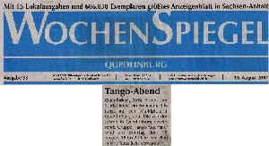 Ankndigung Sommernachtstango im Wochenspiegel QLB