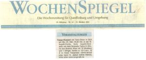 Ankündigung Konzert El Afronte im Wochenspiegel QLB