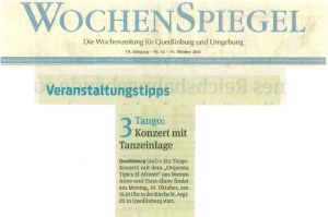 Ankündigung Konzert El Afronte im Wochenspiegel QLB